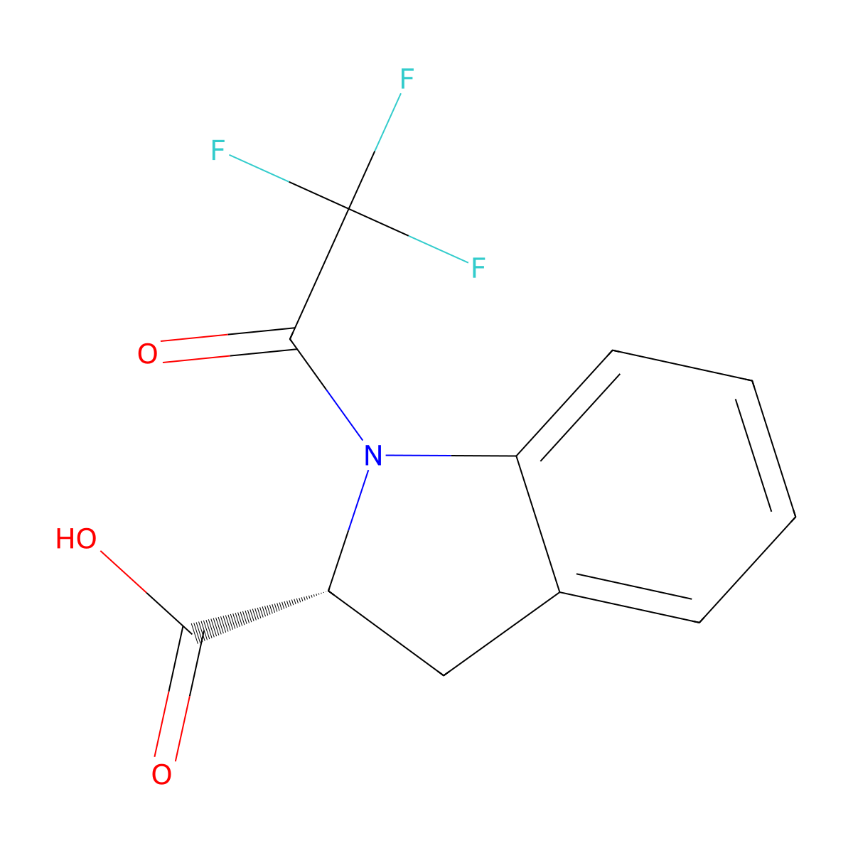 (2R)-1-(trifluoroacetyl)-2,3-dihydro-1H-indole-2-carboxylic acid molecular structure, CAS 2679858-63-8
