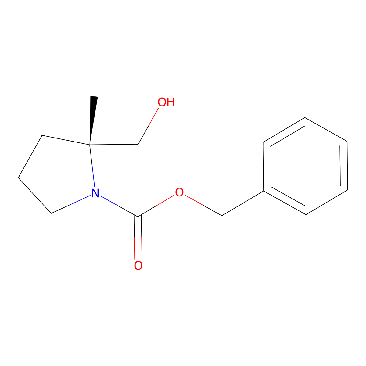benzyl (2R)-2-(hydroxymethyl)-2-methylpyrrolidine-1-carboxylate molecular structure, CAS 2679858-65-0