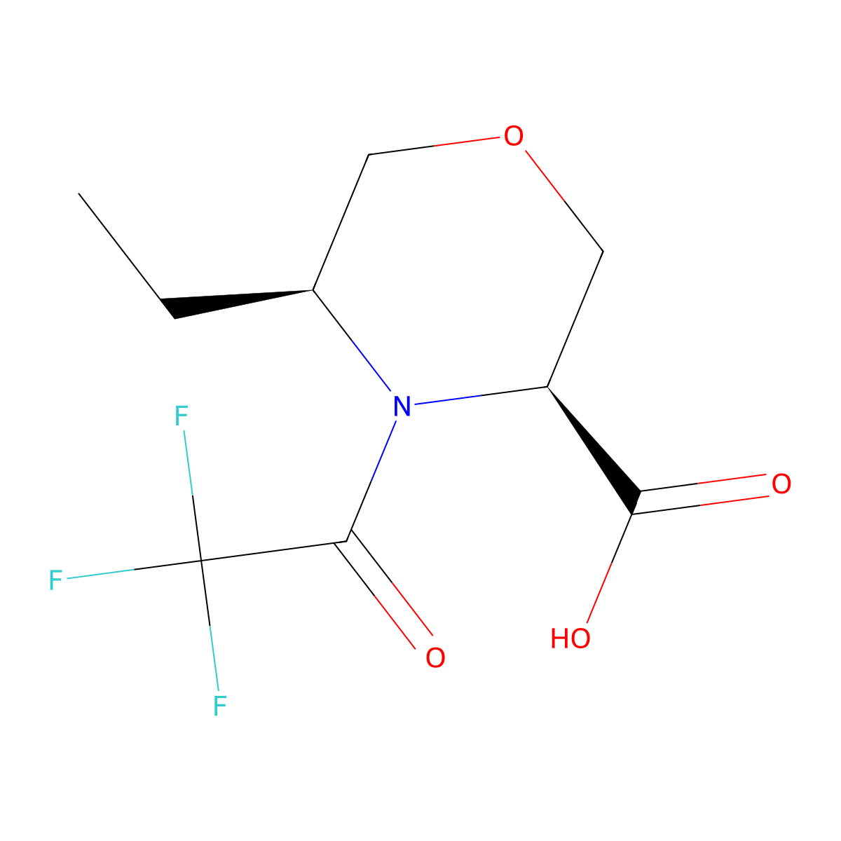 (3S,5S)-5-ethyl-4-(2,2,2-trifluoroacetyl)morpholine-3-carboxylic acid molecular structure, CAS 2679858-67-2