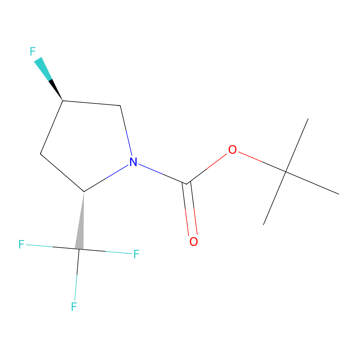 tert-butyl (2S,4R)-4-fluoro-2-(trifluoromethyl)pyrrolidine-1-carboxylate molecular structure, CAS 2679858-76-3