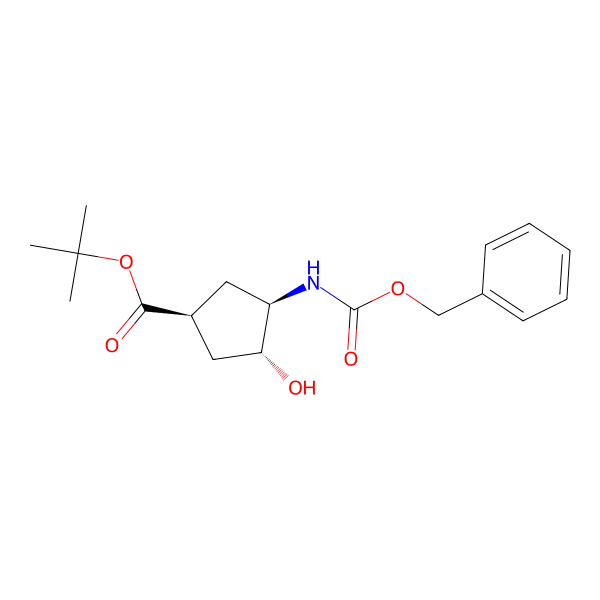 rac-tert-butyl (1R,3S,4S)-3-{[(benzyloxy)carbonyl]amino}-4-hydroxycyclopentane-1-carboxylate molecular structure, CAS 2679858-81-0