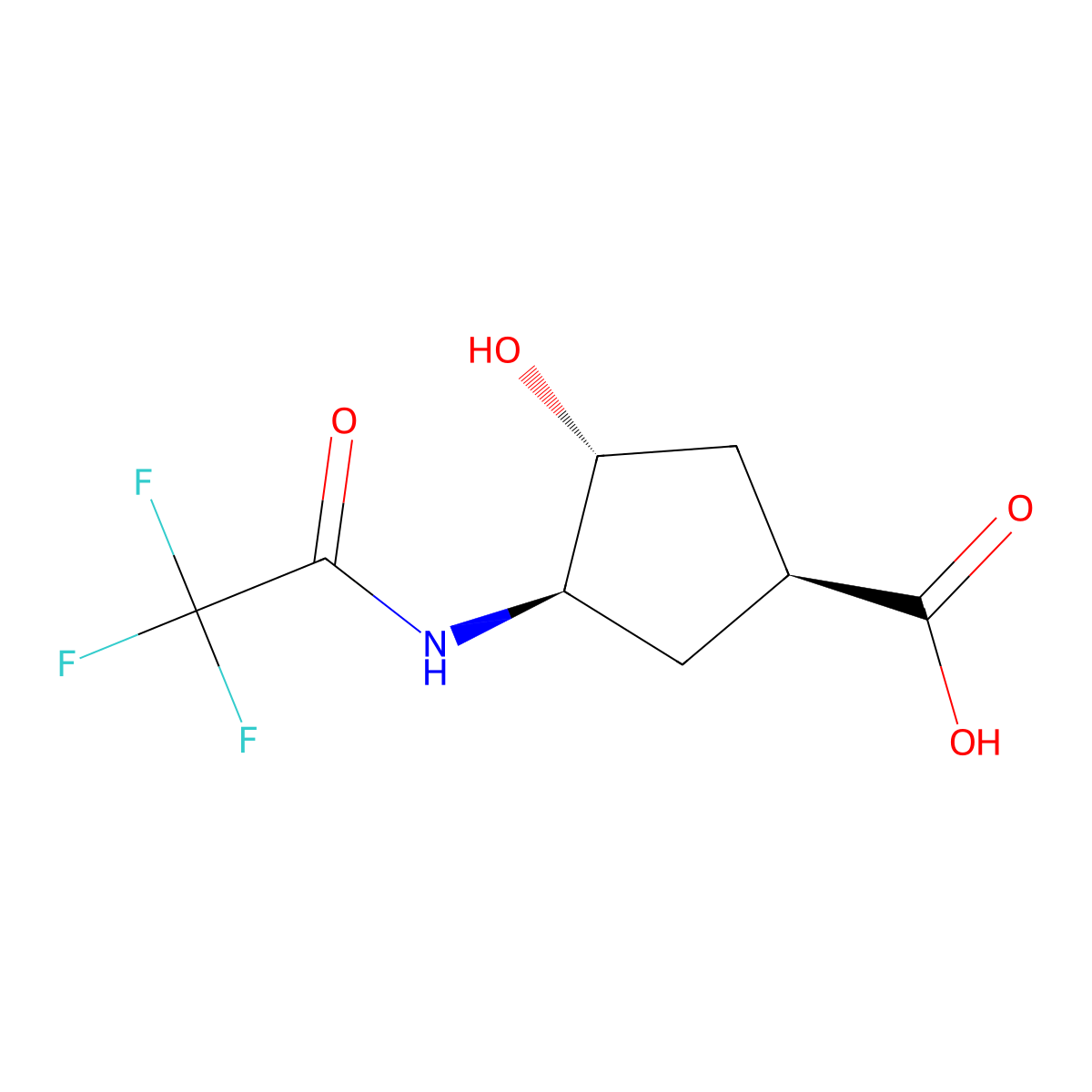 (1S,3R,4R)-3-hydroxy-4-(2,2,2-trifluoroacetamido)cyclopentane-1-carboxylic acid molecular structure, CAS 2679858-93-4