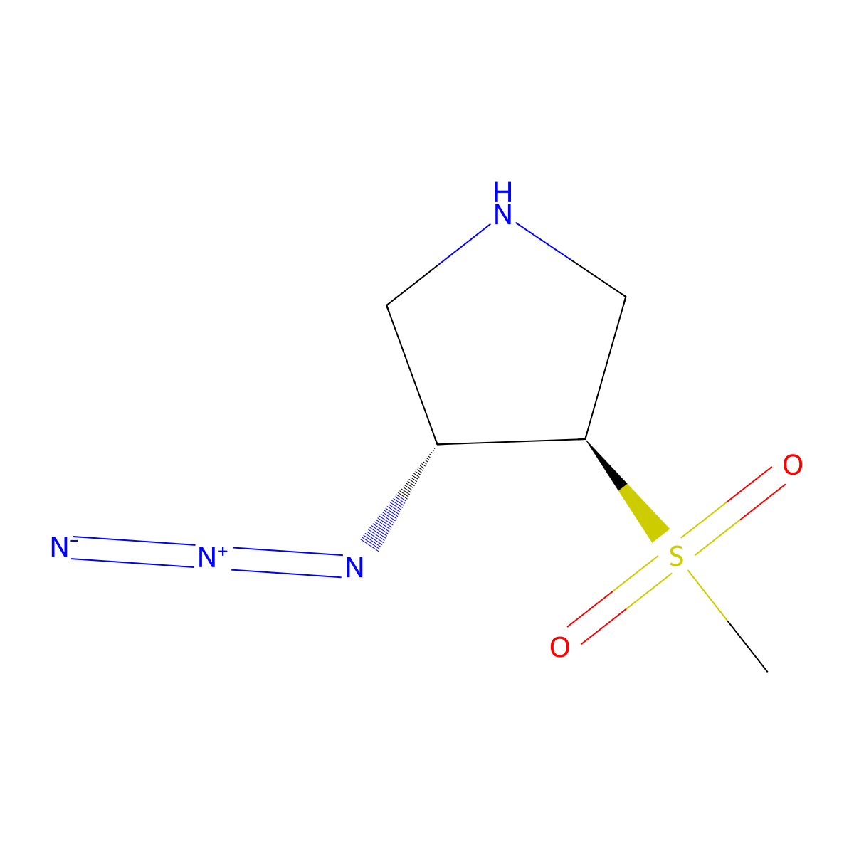 rac-(3R,4R)-3-azido-4-methanesulfonylpyrrolidine molecular structure, CAS 2679858-95-6