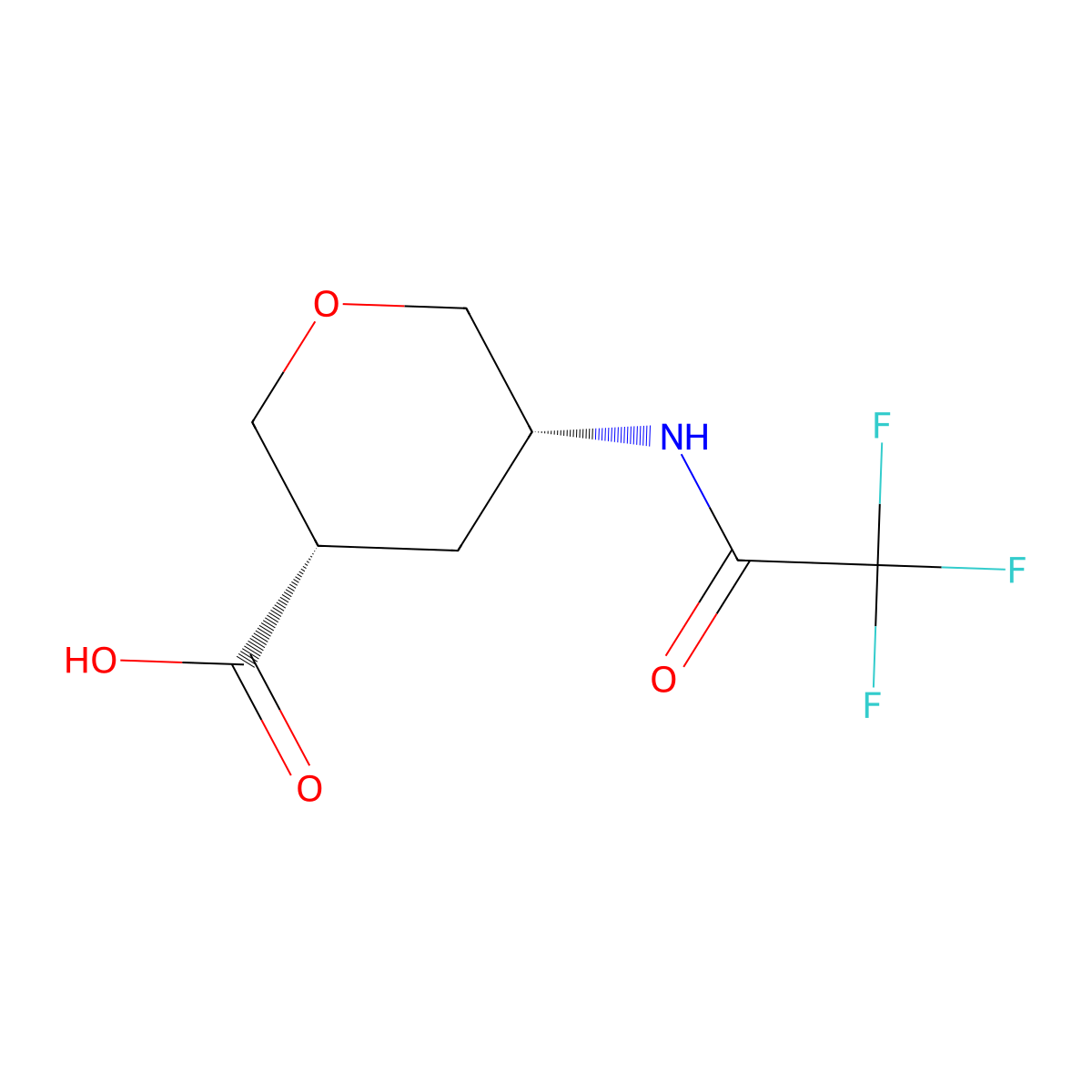 rac-(3R,5S)-5-(2,2,2-trifluoroacetamido)oxane-3-carboxylic acid molecular structure, CAS 2679858-96-7