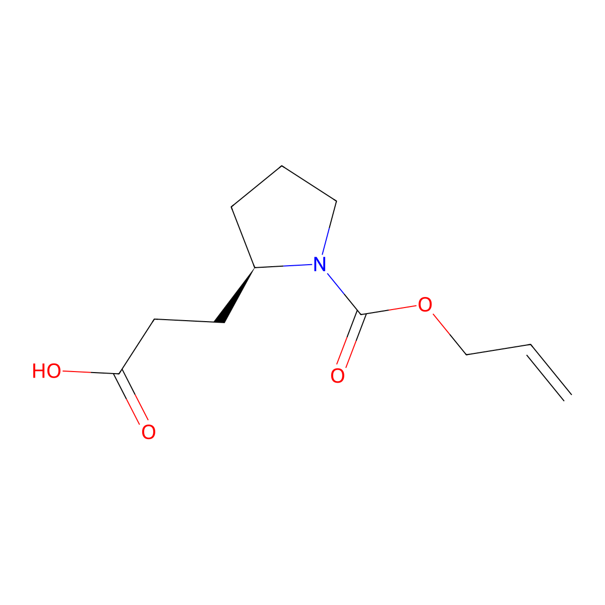 3-[(2R)-1-[(prop-2-en-1-yloxy)carbonyl]pyrrolidin-2-yl]propanoic acid molecular structure, CAS 2679859-00-6