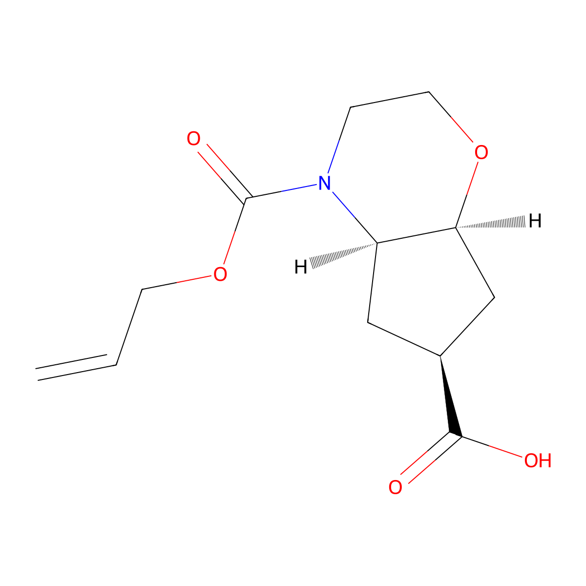 rac-(4aR,6S,7aS)-4-[(prop-2-en-1-yloxy)carbonyl]-octahydrocyclopenta[b][1,4]oxazine-6-carboxylic acid molecular structure, CAS 2679859-08-4