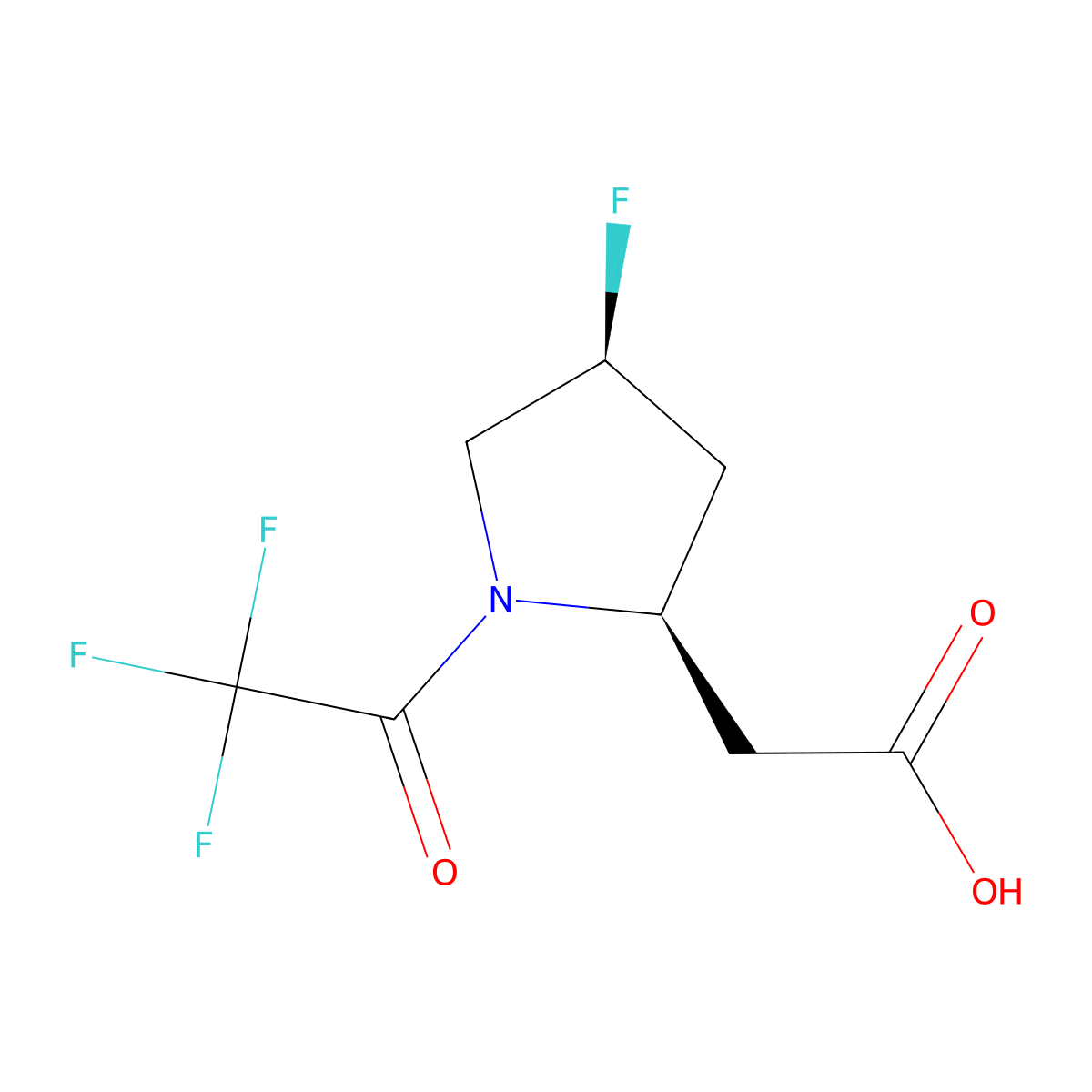2-[(2R,4S)-4-fluoro-1-(2,2,2-trifluoroacetyl)pyrrolidin-2-yl]acetic acid molecular structure, CAS 2679859-09-5