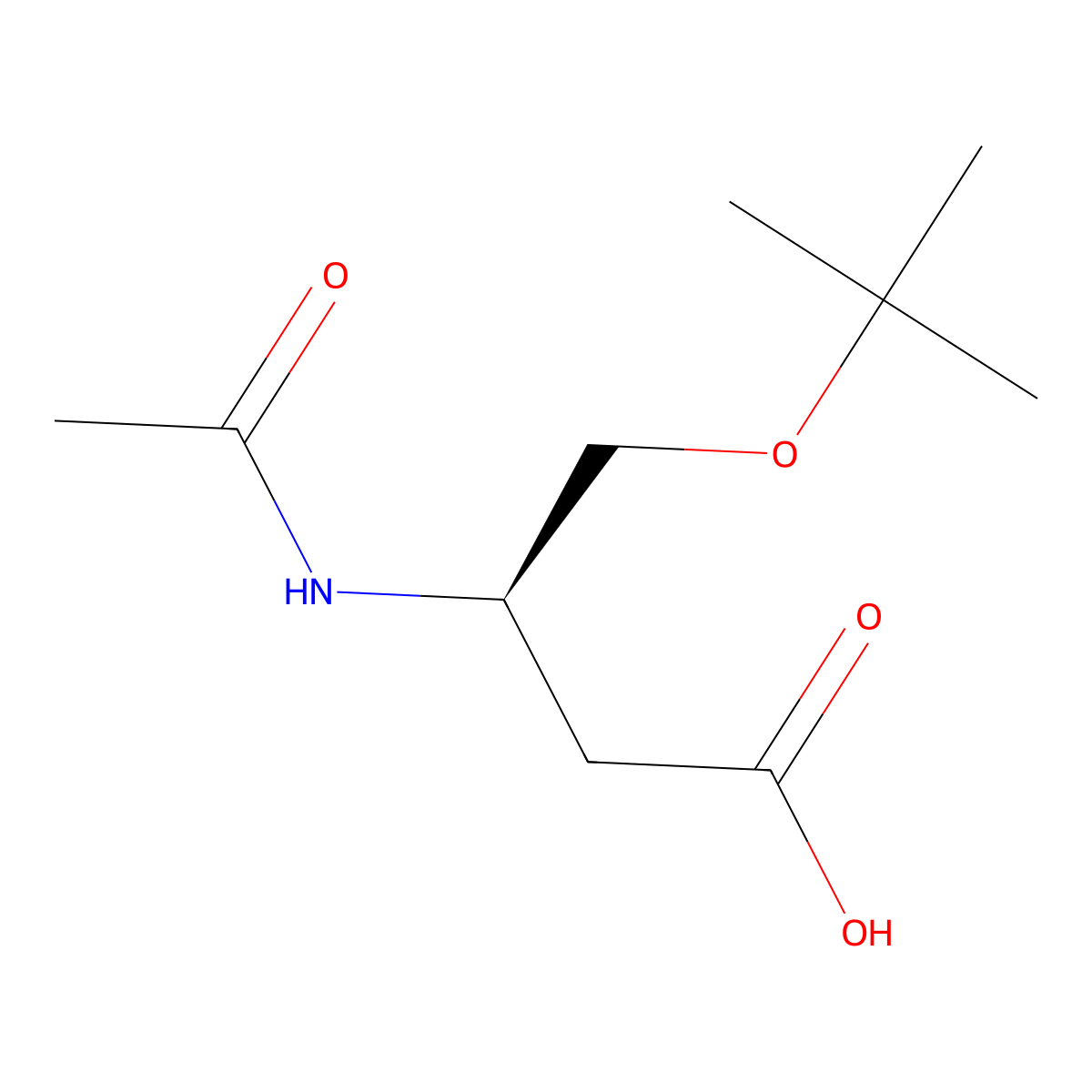 (3R)-4-(tert-butoxy)-3-acetamidobutanoic acid molecular structure, CAS 2679859-12-0