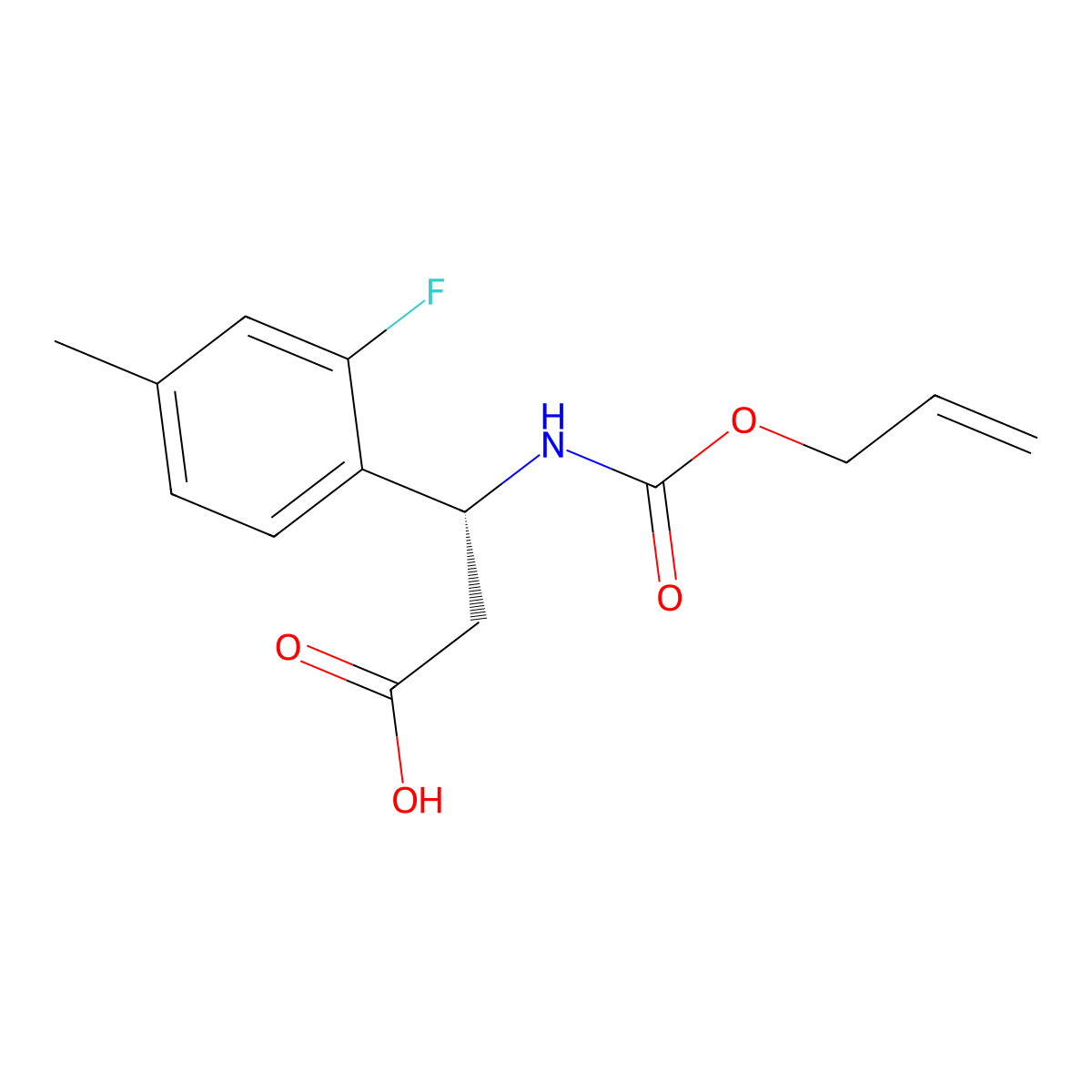 (3R)-3-(2-fluoro-4-methylphenyl)-3-{[(prop-2-en-1-yloxy)carbonyl]amino}propanoic acid molecular structure, CAS 2679859-15-3