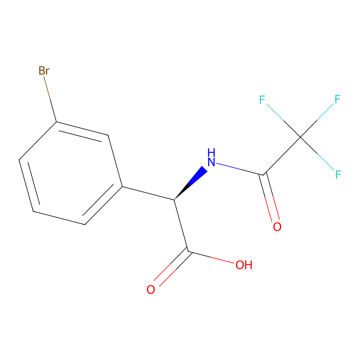 (2R)-2-(3-bromophenyl)-2-(2,2,2-trifluoroacetamido)acetic acid molecular structure, CAS 2679859-23-3