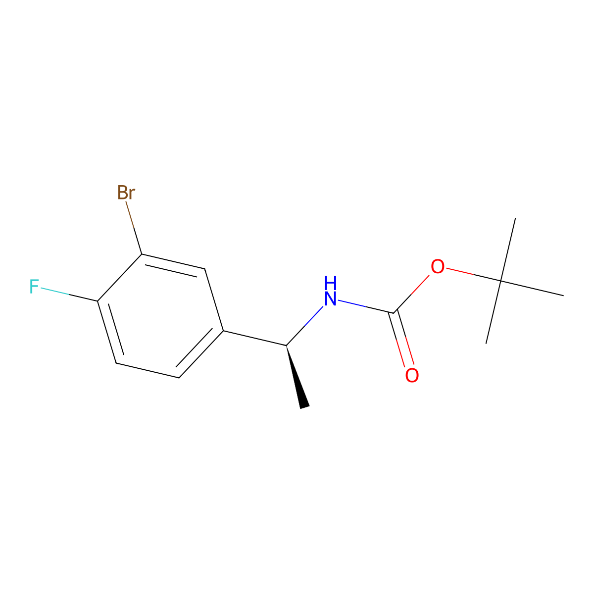 tert-butyl N-[(1S)-1-(3-bromo-4-fluorophenyl)ethyl]carbamate molecular structure, CAS 2679859-26-6