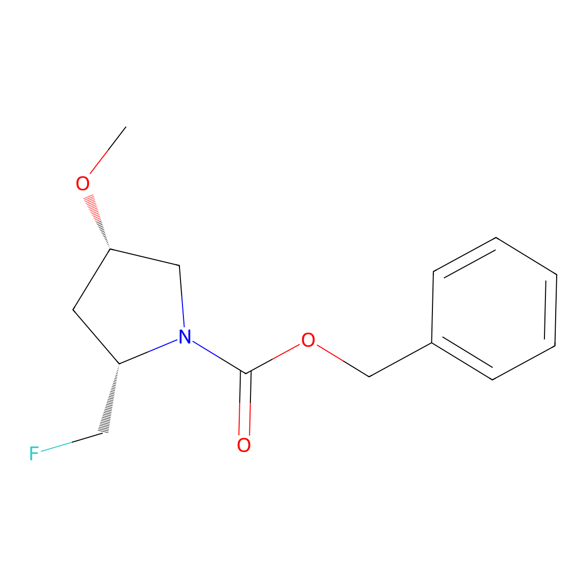 benzyl (2S,4S)-2-(fluoromethyl)-4-methoxypyrrolidine-1-carboxylate molecular structure, CAS 2679859-37-9