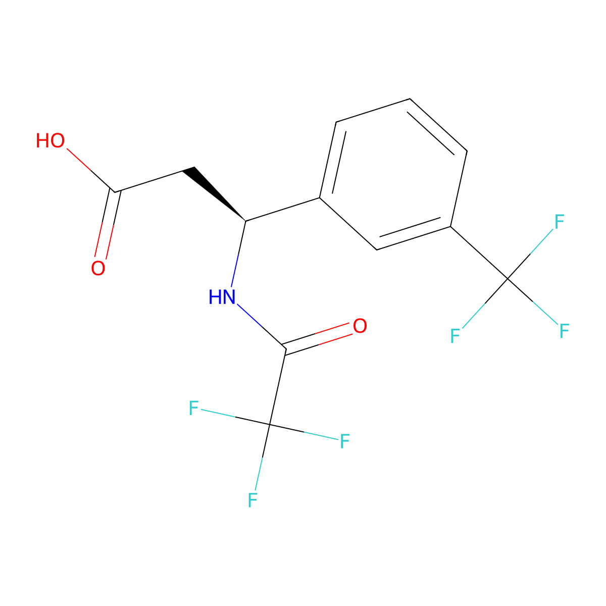 (3S)-3-(2,2,2-trifluoroacetamido)-3-[3-(trifluoromethyl)phenyl]propanoic acid molecular structure, CAS 2679859-47-1