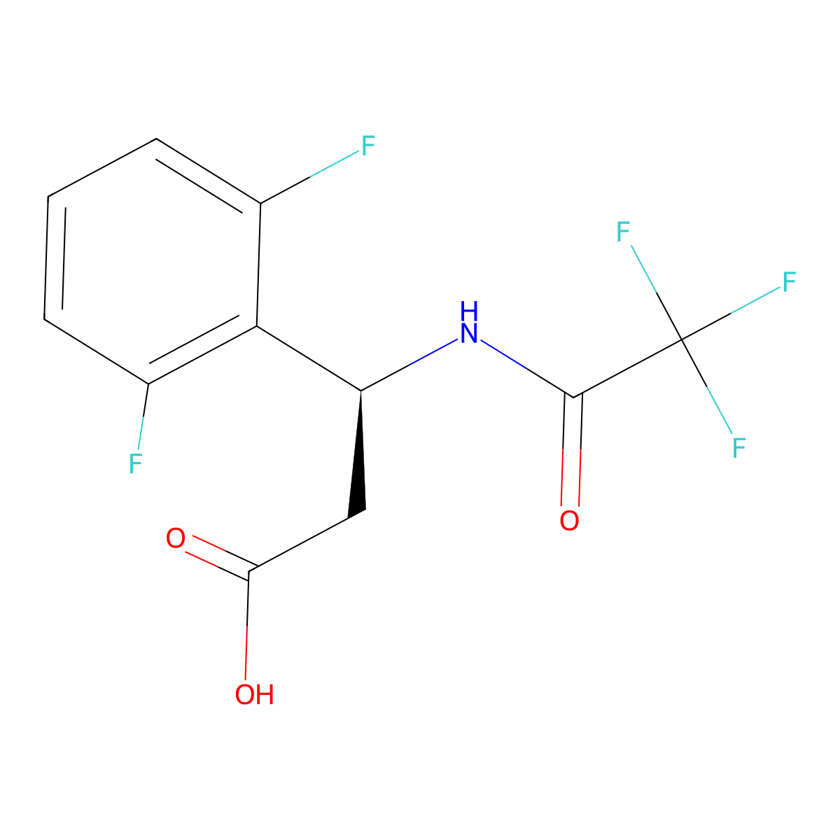 (3S)-3-(2,6-difluorophenyl)-3-(2,2,2-trifluoroacetamido)propanoic acid molecular structure, CAS 2679859-49-3
