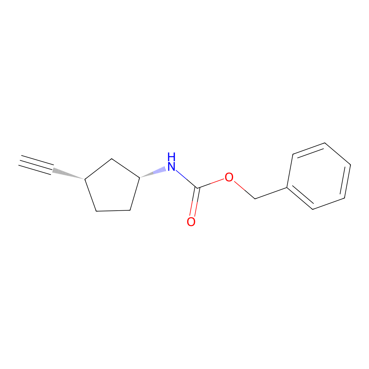 rac-benzyl N-[(1R,3S)-3-ethynylcyclopentyl]carbamate molecular structure, CAS 2679859-51-7