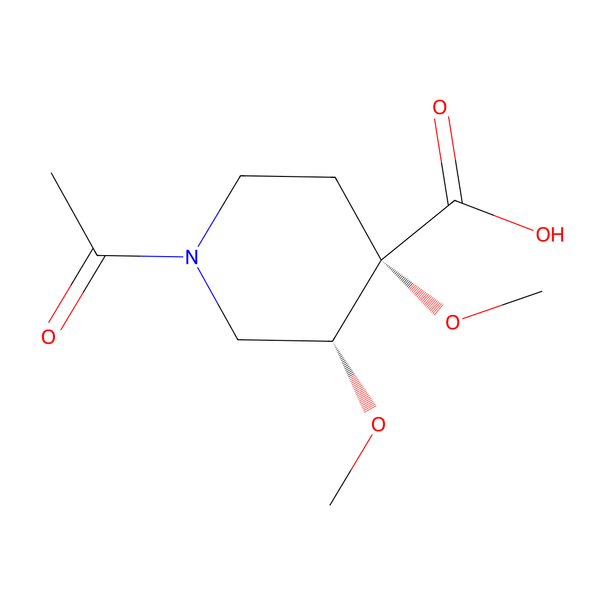 rac-(3R,4S)-1-acetyl-3,4-dimethoxypiperidine-4-carboxylic acid molecular structure, CAS 2679859-66-4