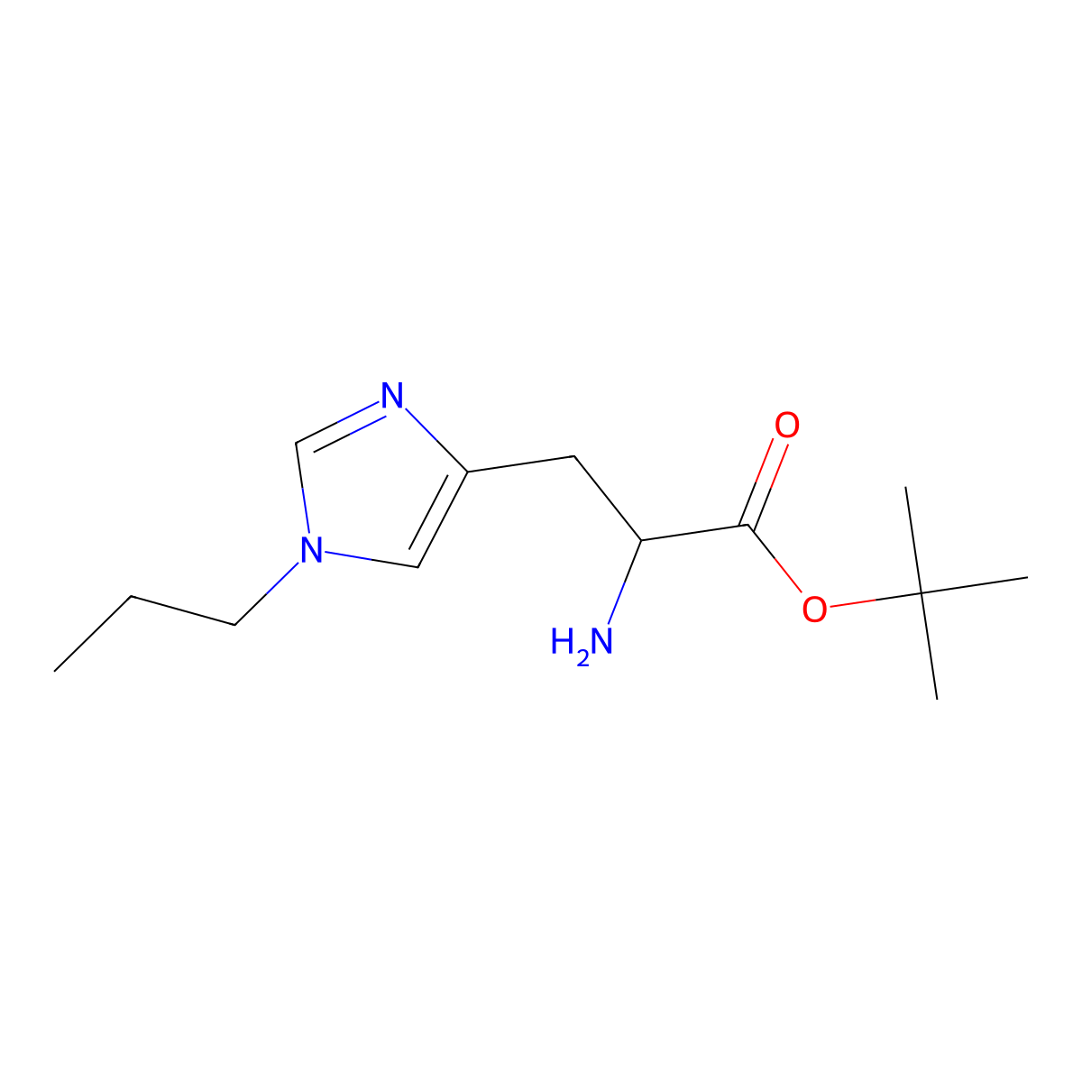 tert-butyl (2S)-2-amino-3-(1-propyl-1H-imidazol-4-yl)propanoate molecular structure, CAS 2679859-74-4