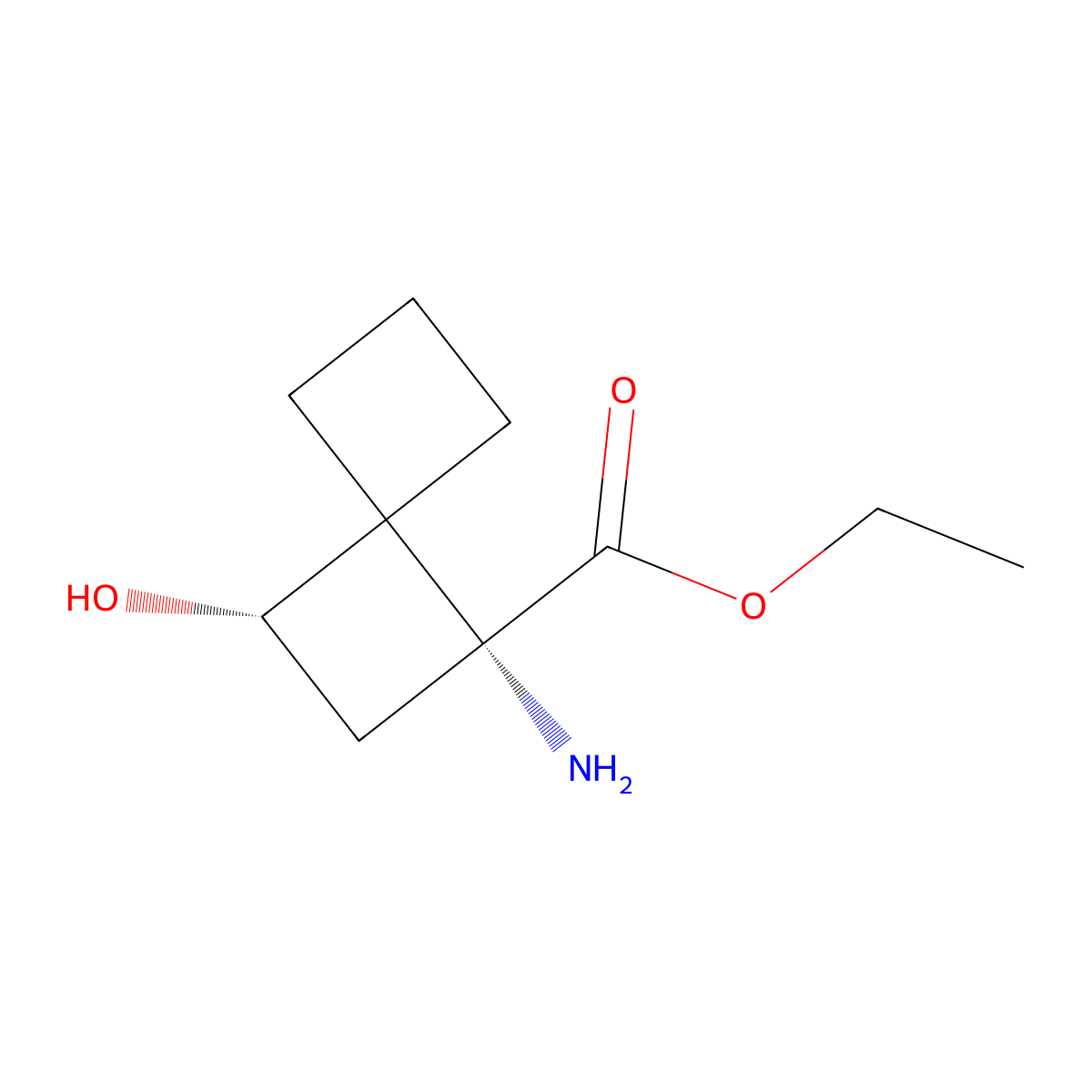 rac-ethyl (1R,3S)-1-amino-3-hydroxyspiro[3.3]heptane-1-carboxylate molecular structure, CAS 2679859-78-8