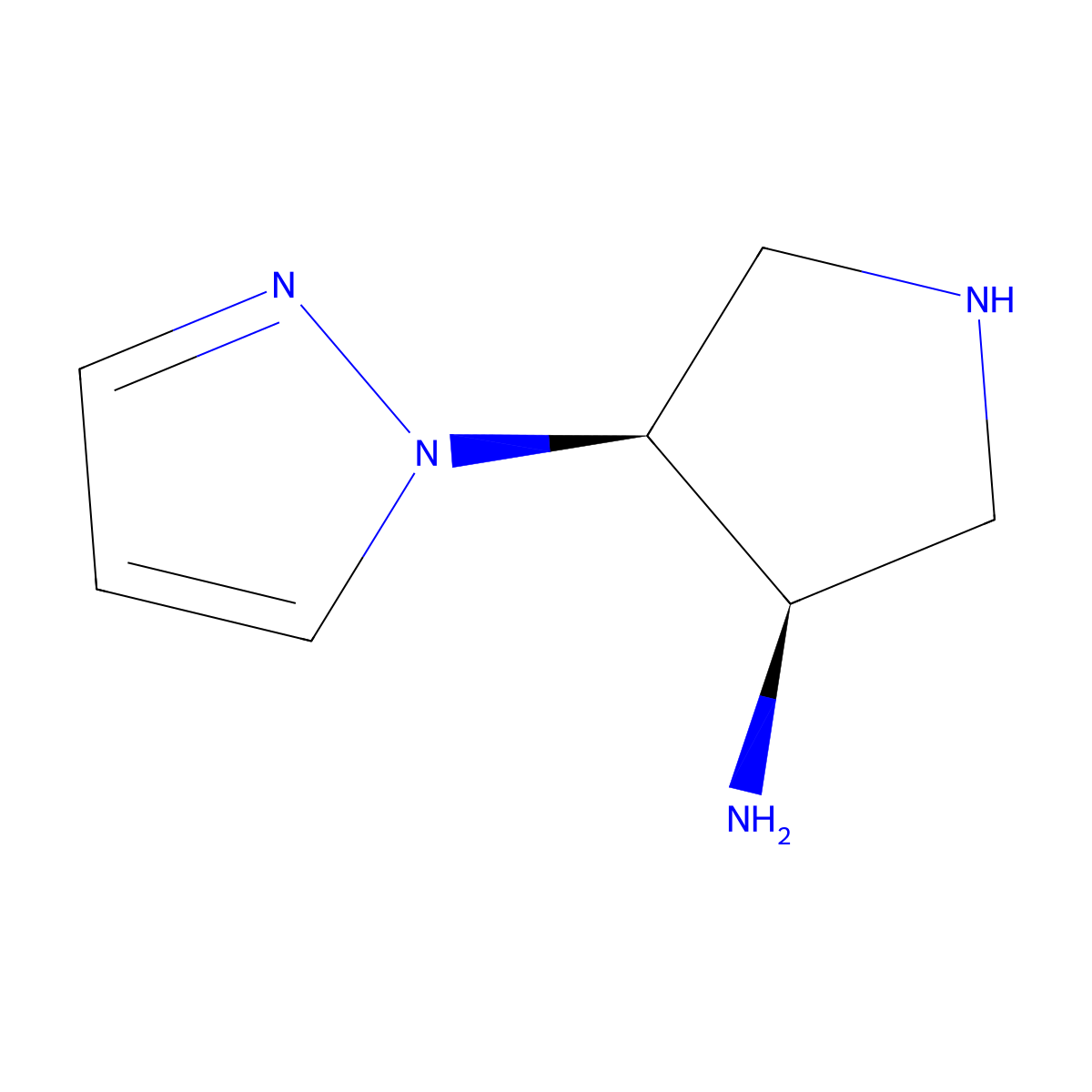 rac-(3R,4S)-4-(1H-pyrazol-1-yl)pyrrolidin-3-amine molecular structure, CAS 2679859-87-9