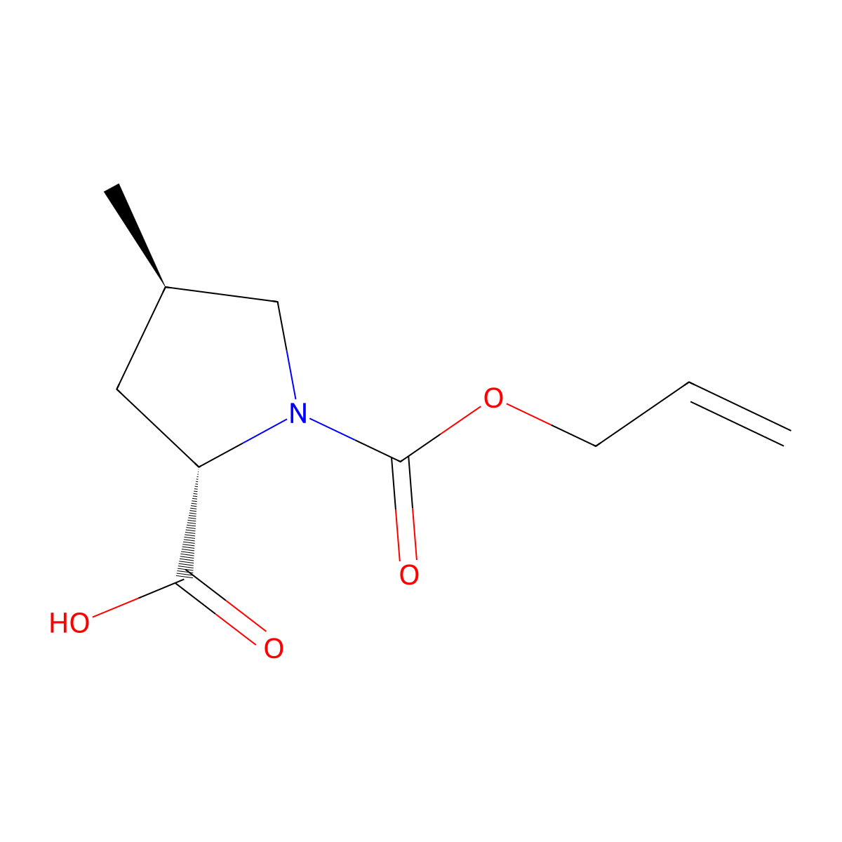 (2S,4R)-4-methyl-1-[(prop-2-en-1-yloxy)carbonyl]pyrrolidine-2-carboxylic acid molecular structure, CAS 2679859-88-0