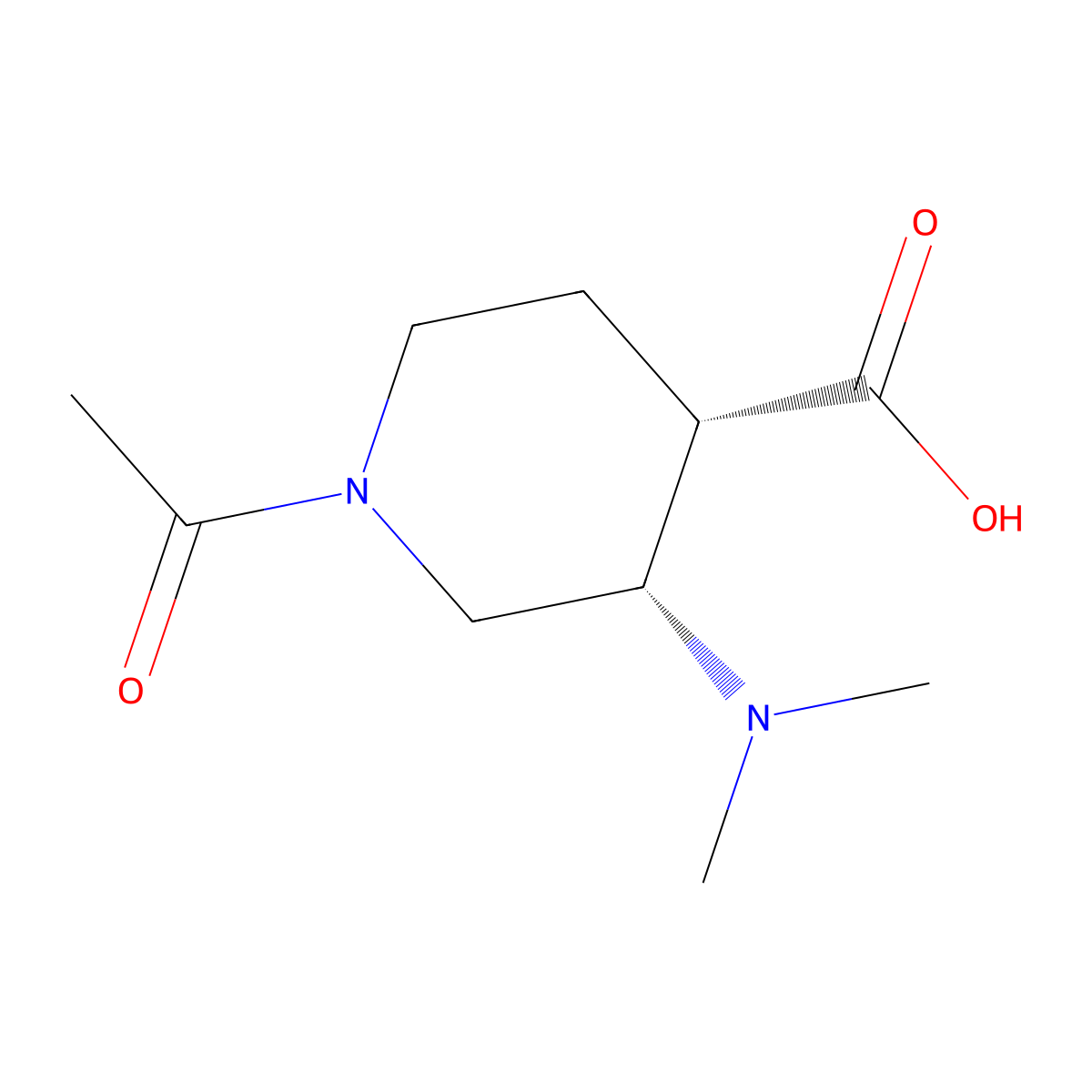 rac-(3R,4R)-1-acetyl-3-(dimethylamino)piperidine-4-carboxylic acid molecular structure, CAS 2679859-90-4