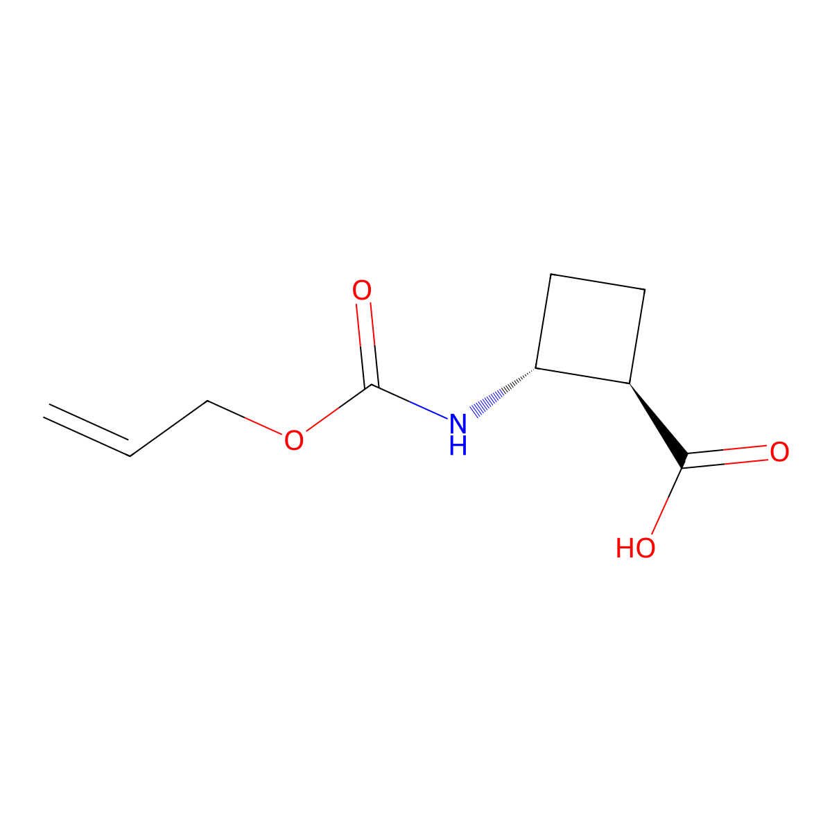 rac-(1R,2R)-2-{[(prop-2-en-1-yloxy)carbonyl]amino}cyclobutane-1-carboxylic acid molecular structure, CAS 2679859-92-6
