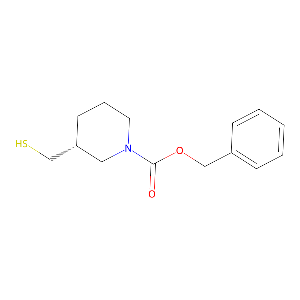 benzyl (3R)-3-(sulfanylmethyl)piperidine-1-carboxylate molecular structure, CAS 2679859-99-3