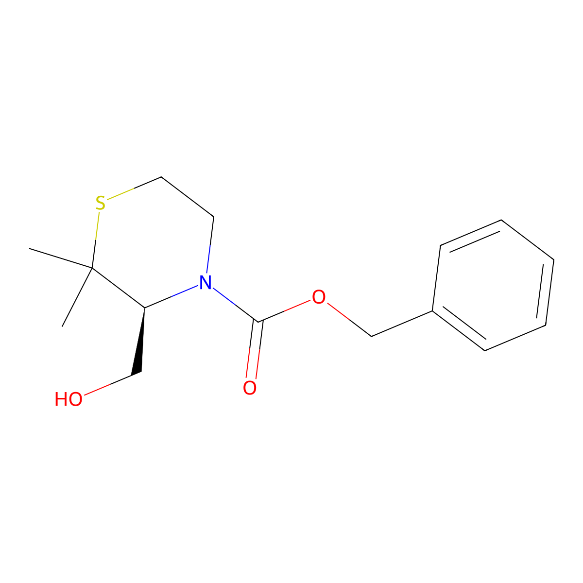 benzyl (3S)-3-(hydroxymethyl)-2,2-dimethylthiomorpholine-4-carboxylate molecular structure, CAS 2679860-02-5