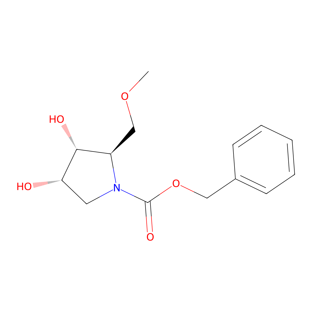 rac-benzyl (2R,3R,4S)-3,4-dihydroxy-2-(methoxymethyl)pyrrolidine-1-carboxylate molecular structure, CAS 2679860-03-6