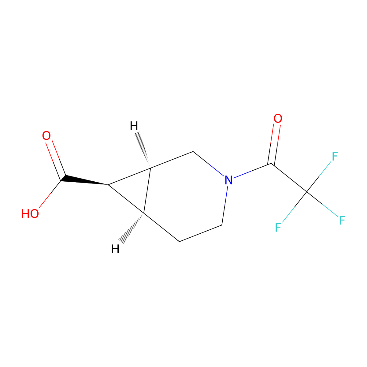 rac-(1R,6S,7S)-3-(2,2,2-trifluoroacetyl)-3-azabicyclo[4.1.0]heptane-7-carboxylic acid molecular structure, CAS 2679860-09-2