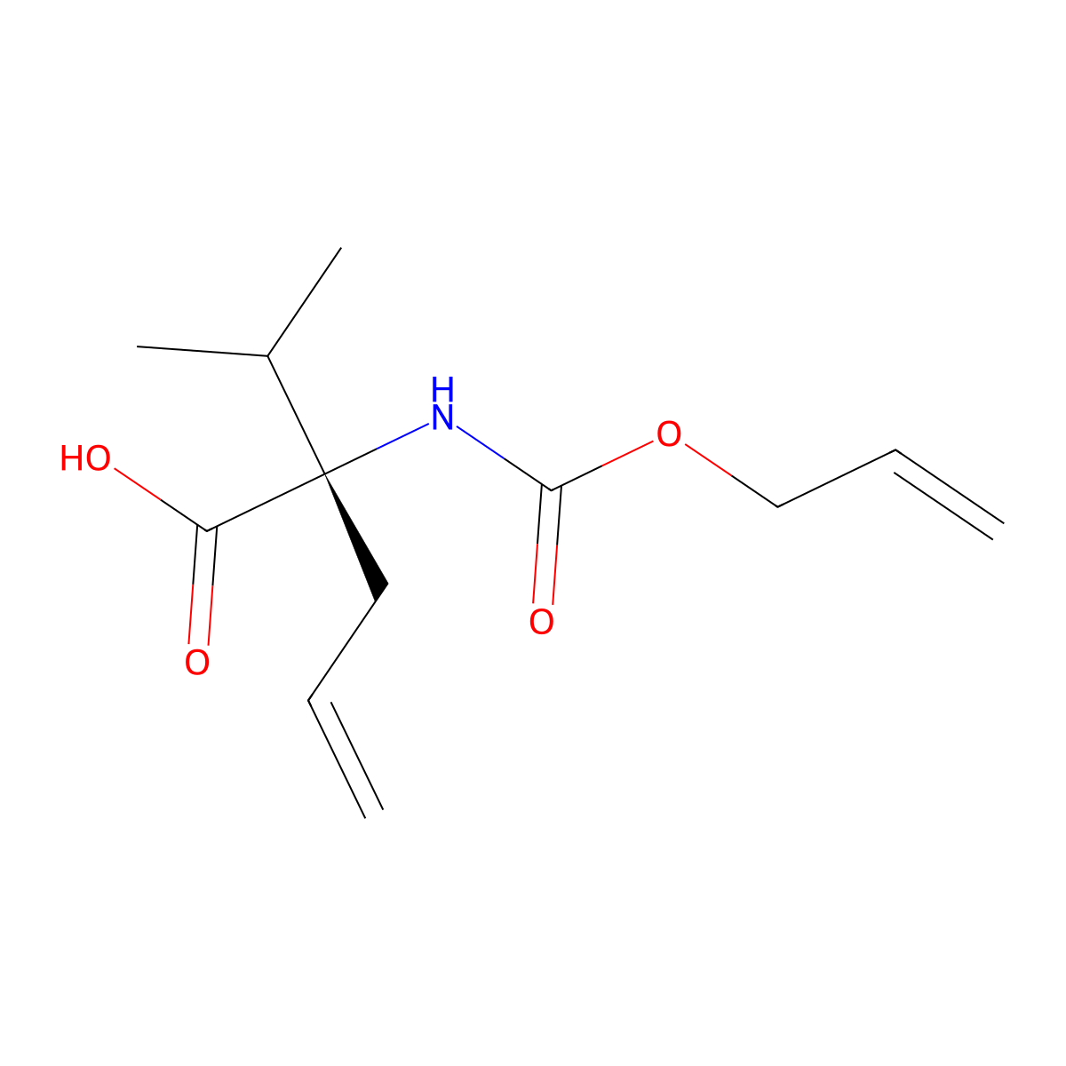 (2S)-2-{[(prop-2-en-1-yloxy)carbonyl]amino}-2-(propan-2-yl)pent-4-enoic acid molecular structure, CAS 2679860-19-4