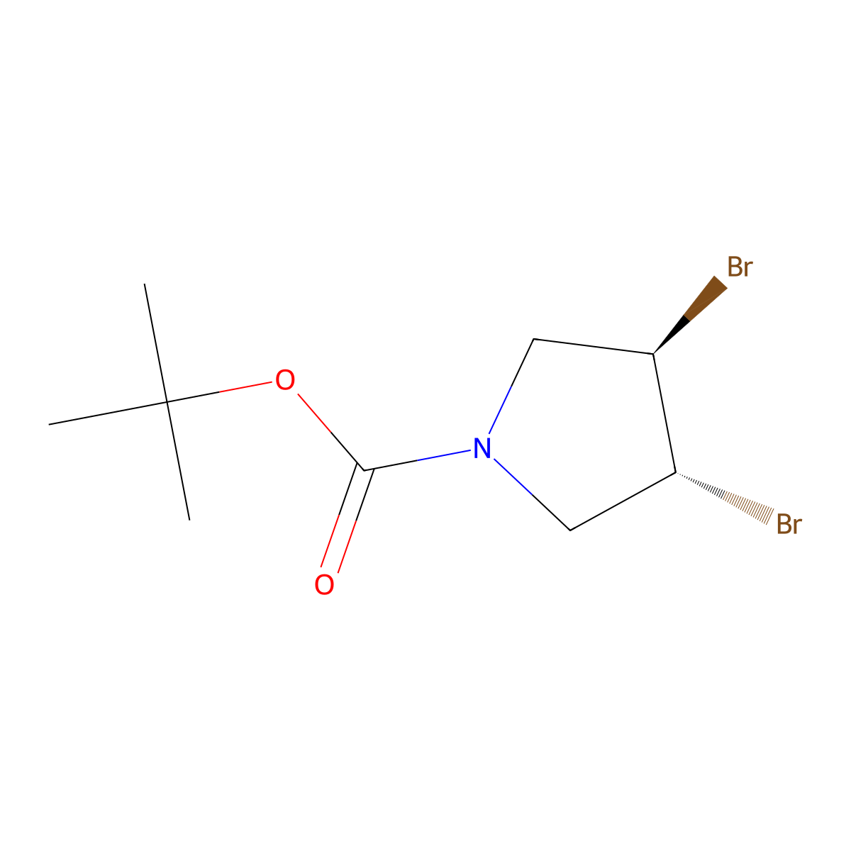 rac-tert-butyl (3R,4R)-3,4-dibromopyrrolidine-1-carboxylate molecular structure, CAS 2679860-20-7