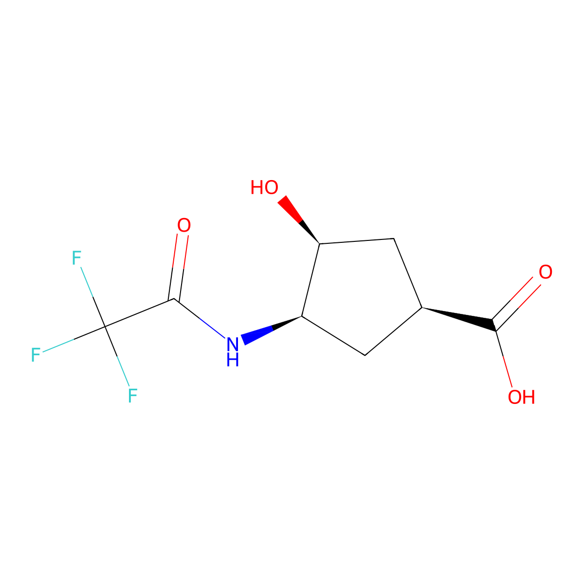 (1S,3S,4R)-3-hydroxy-4-(2,2,2-trifluoroacetamido)cyclopentane-1-carboxylic acid molecular structure, CAS 2679860-23-0