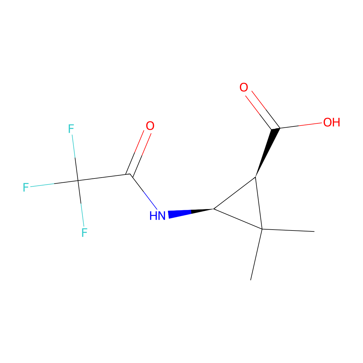 rac-(1R,3R)-2,2-dimethyl-3-(trifluoroacetamido)cyclopropane-1-carboxylic acid molecular structure, CAS 2679860-31-0