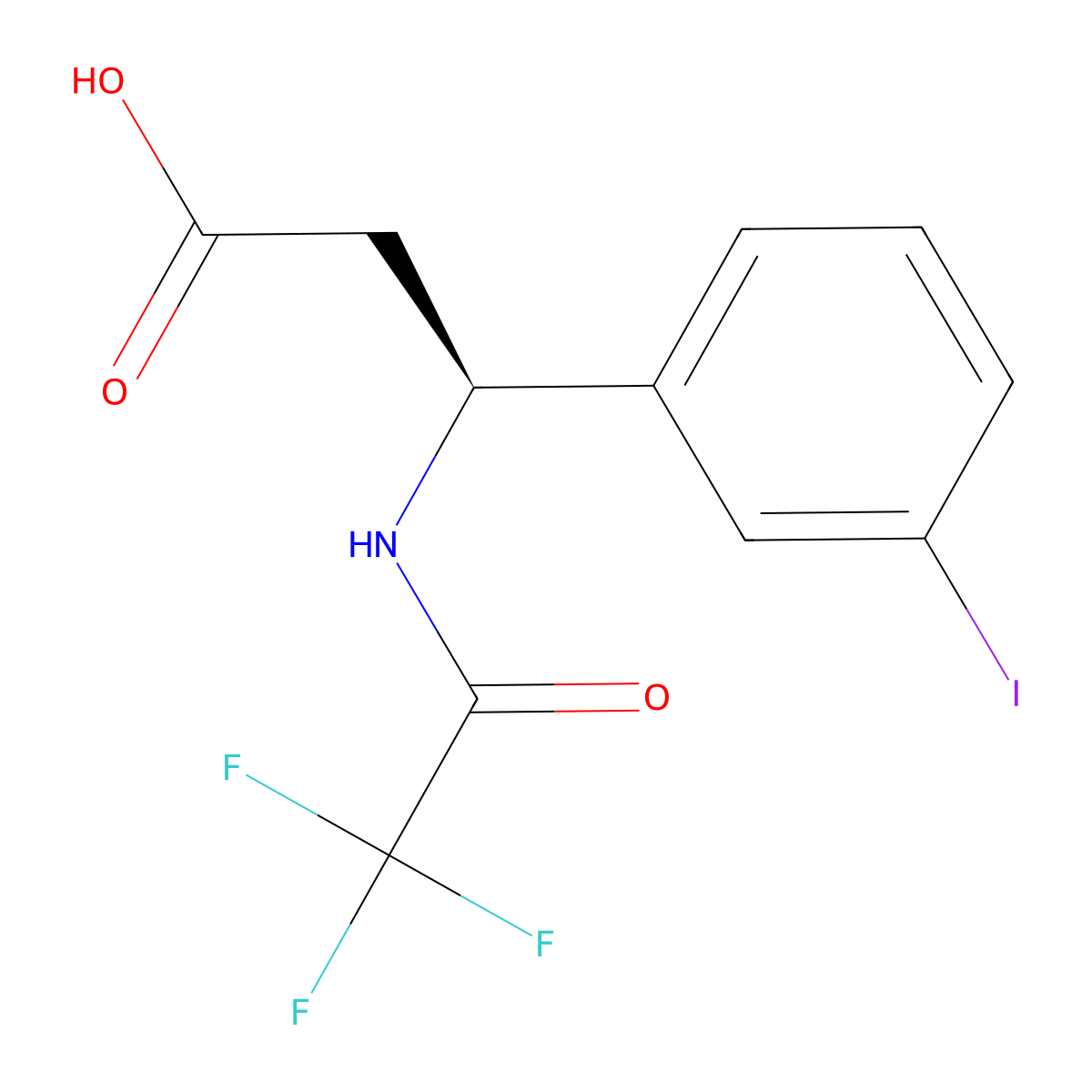 (3S)-3-(3-iodophenyl)-3-(2,2,2-trifluoroacetamido)propanoic acid molecular structure, CAS 2679918-67-1