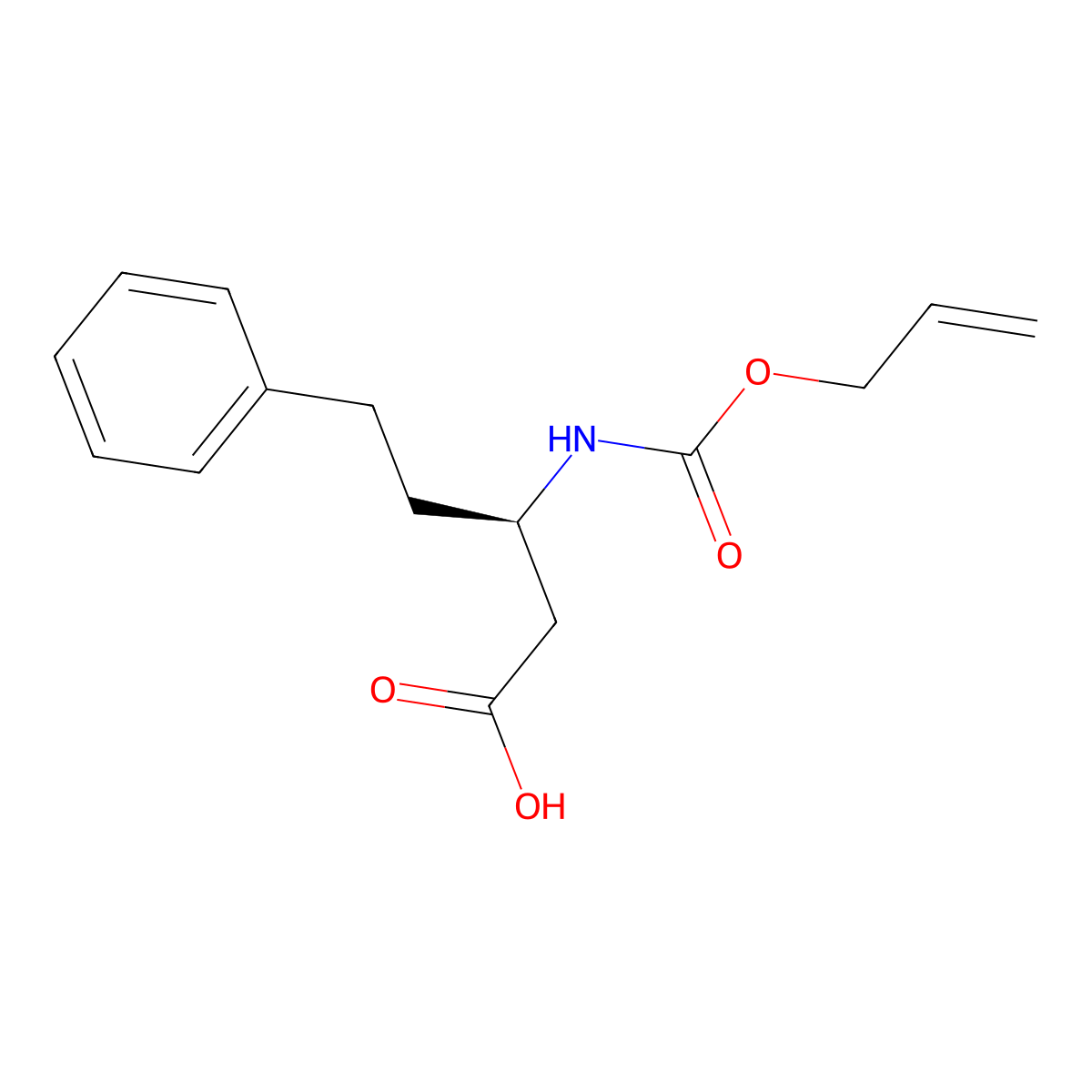 (3R)-5-phenyl-3-{[(prop-2-en-1-yloxy)carbonyl]amino}pentanoic acid molecular structure, CAS 2679918-70-6