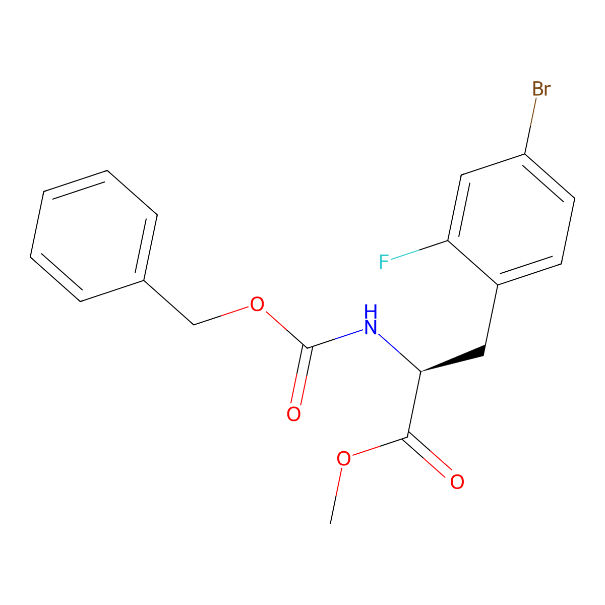 methyl (2S)-2-{[(benzyloxy)carbonyl]amino}-3-(4-bromo-2-fluorophenyl)propanoate molecular structure, CAS 2679918-73-9