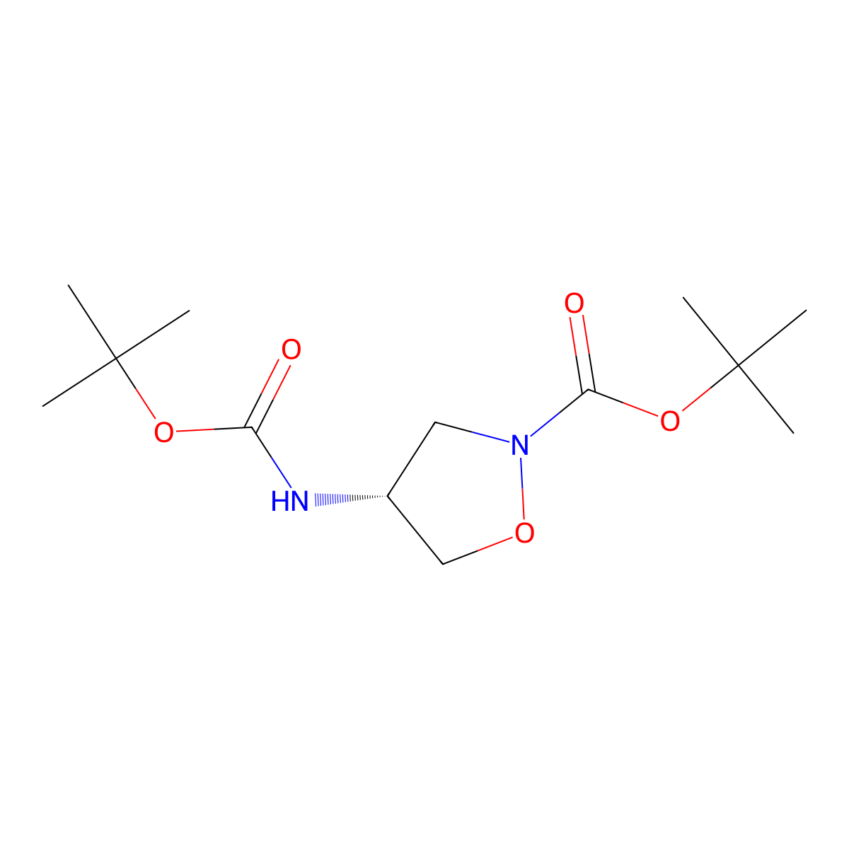 tert-butyl (4R)-4-{[(tert-butoxy)carbonyl]amino}-1,2-oxazolidine-2-carboxylate molecular structure, CAS 2679918-74-0