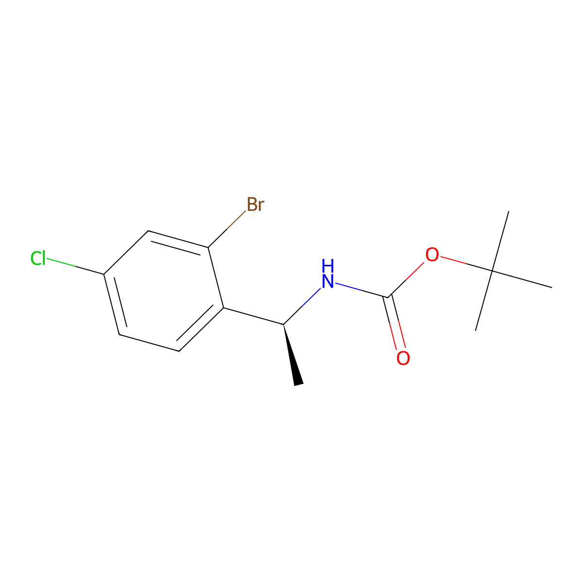 tert-butyl N-[(1S)-1-(2-bromo-4-chlorophenyl)ethyl]carbamate molecular structure, CAS 2679918-80-8