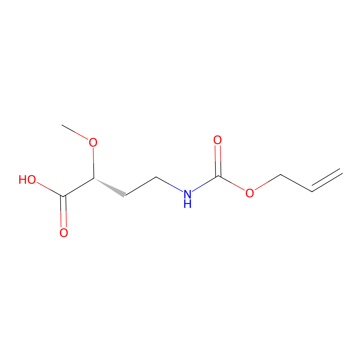 (2R)-2-methoxy-4-{[(prop-2-en-1-yloxy)carbonyl]amino}butanoic acid molecular structure, CAS 2679918-90-0