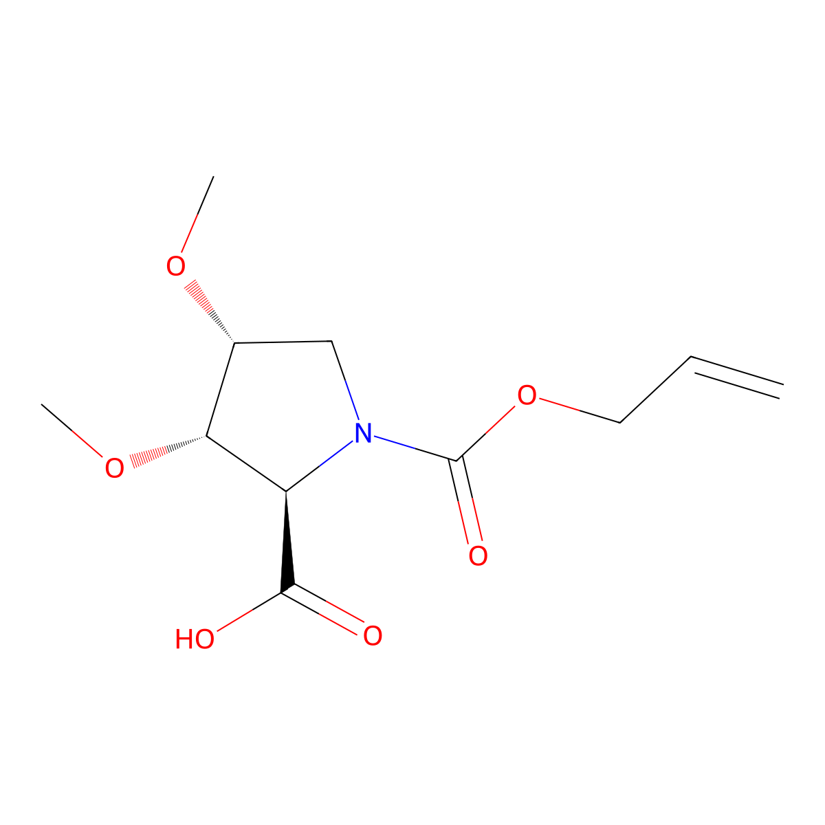 rac-(2R,3S,4R)-3,4-dimethoxy-1-[(prop-2-en-1-yloxy)carbonyl]pyrrolidine-2-carboxylic acid molecular structure, CAS 2679918-95-5