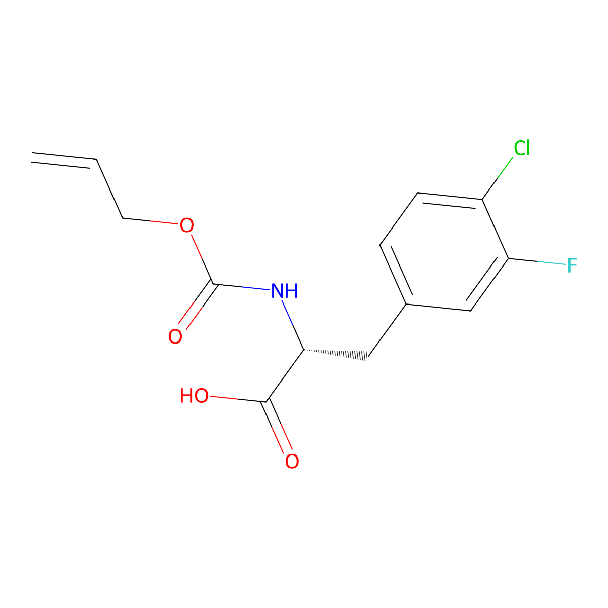 (2R)-3-(4-chloro-3-fluorophenyl)-2-{[(prop-2-en-1-yloxy)carbonyl]amino}propanoic acid molecular structure, CAS 2679919-00-5