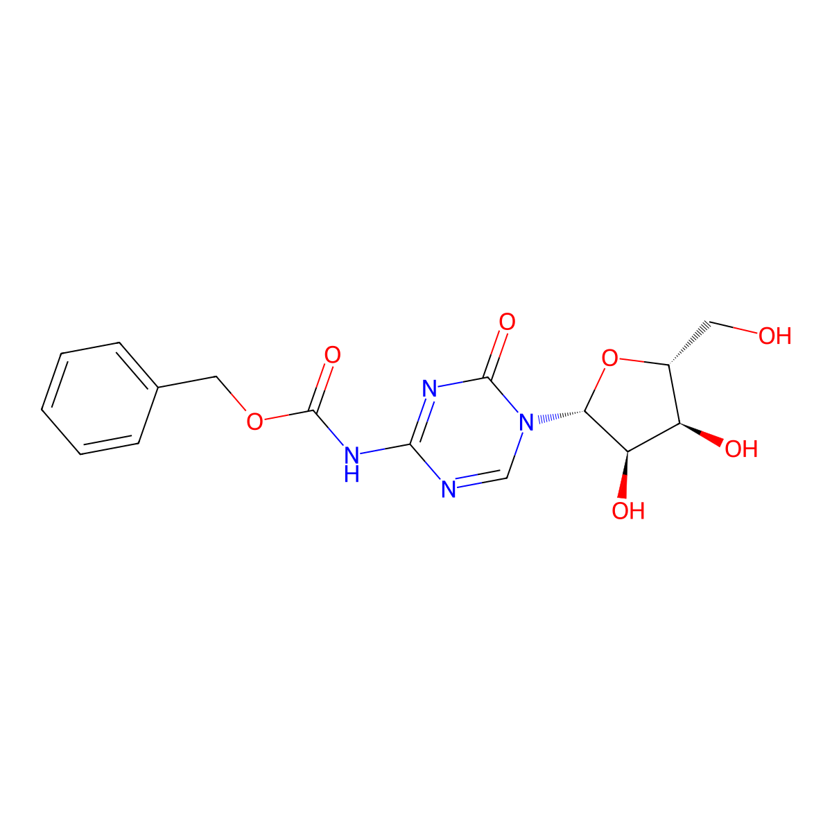 benzyl N-{5-[(2R,3R,4S,5R)-3,4-dihydroxy-5-(hydroxymethyl)oxolan-2-yl]-4-oxo-4,5-dihydro-1,3,5-triazin-2-yl}carbamate molecular structure, CAS 2679919-04-9