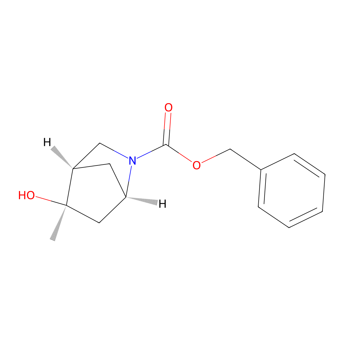 rac-benzyl (1R,4R,5R)-5-hydroxy-5-methyl-2-azabicyclo[2.2.1]heptane-2-carboxylate molecular structure, CAS 2679919-31-2