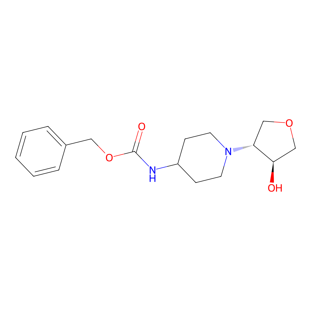 rac-benzyl N-{1-[(3R,4S)-4-hydroxyoxolan-3-yl]piperidin-4-yl}carbamate molecular structure, CAS 2679919-34-5