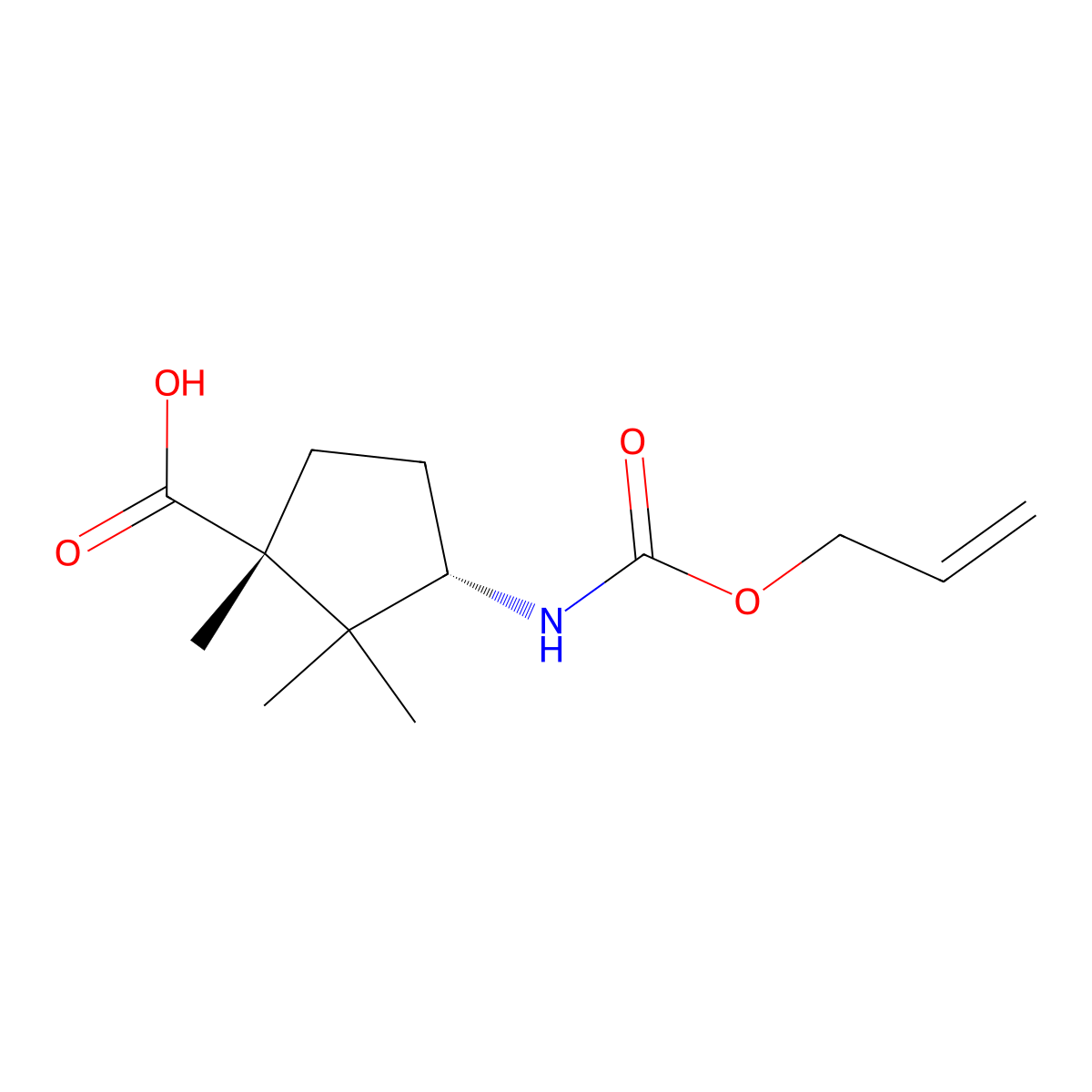 (1R,3S)-1,2,2-trimethyl-3-{[(prop-2-en-1-yloxy)carbonyl]amino}cyclopentane-1-carboxylic acid molecular structure, CAS 2679919-37-8