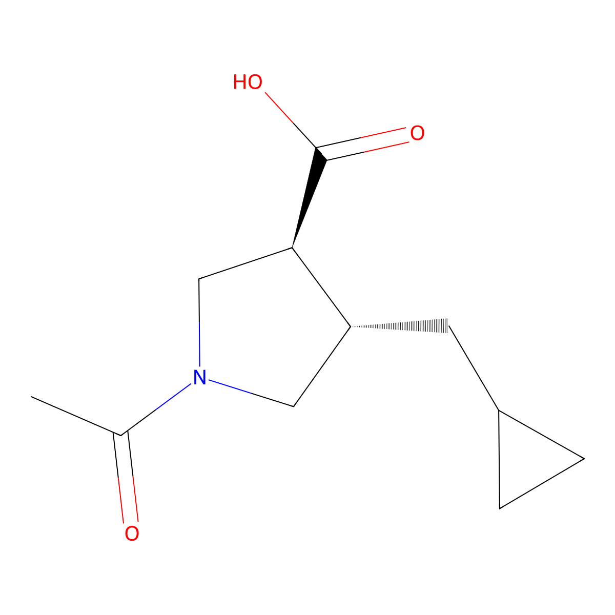 rac-(3R,4R)-1-acetyl-4-(cyclopropylmethyl)pyrrolidine-3-carboxylic acid molecular structure, CAS 2679919-50-5