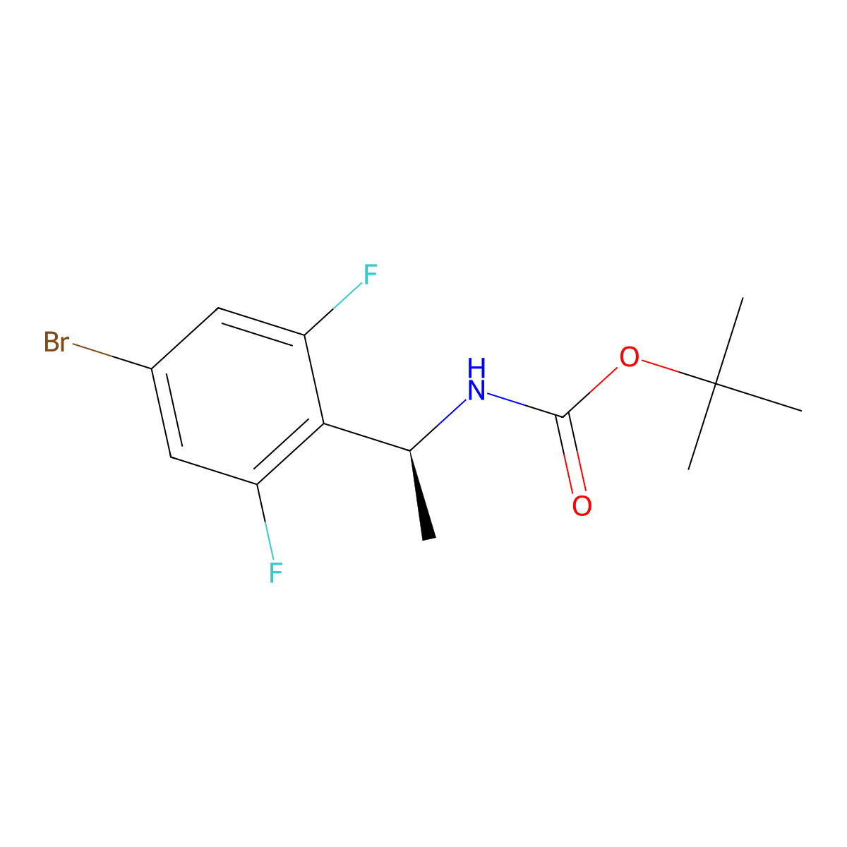 tert-butyl N-[(1S)-1-(4-bromo-2,6-difluorophenyl)ethyl]carbamate molecular structure, CAS 2679919-51-6