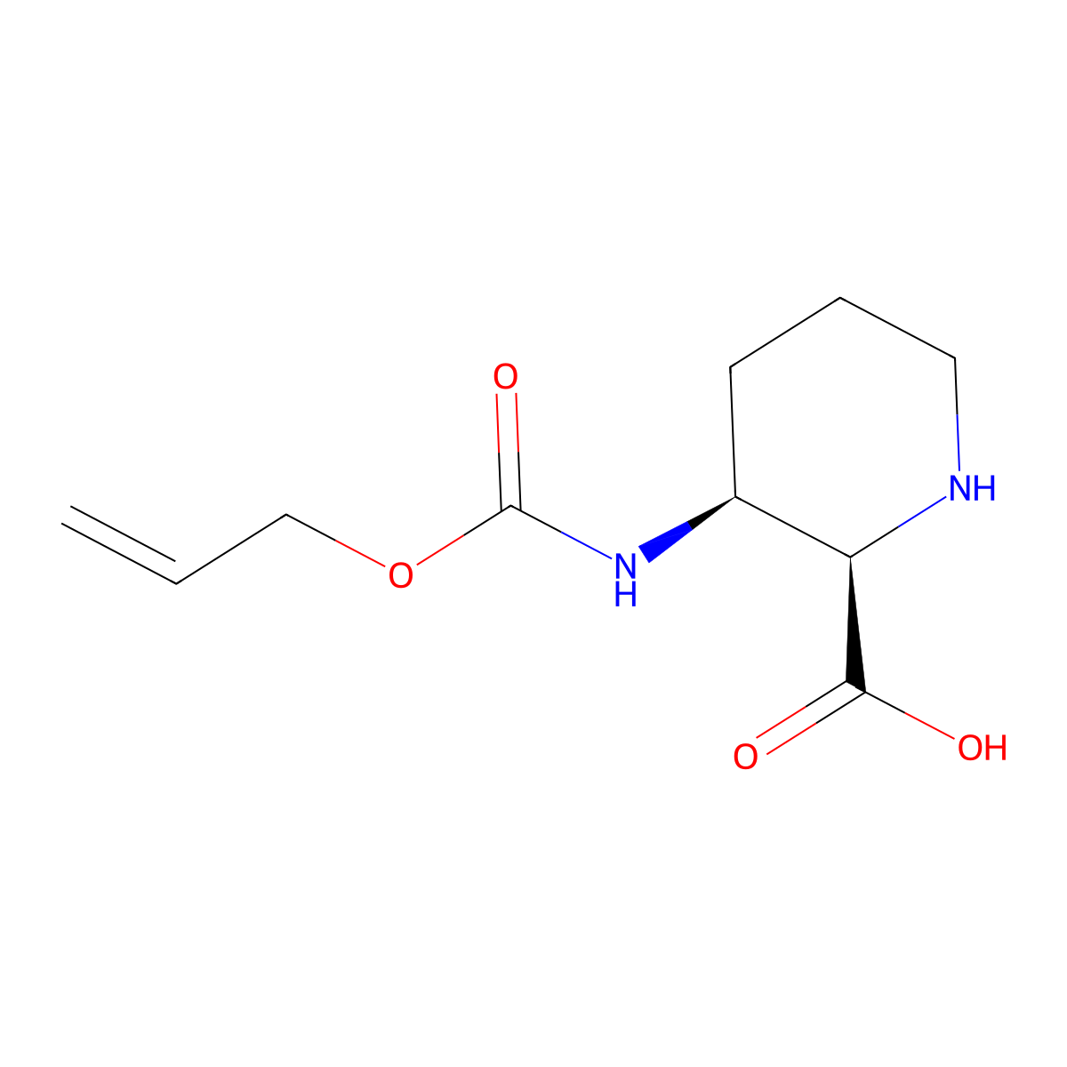 rac-(2R,3S)-3-{[(prop-2-en-1-yloxy)carbonyl]amino}piperidine-2-carboxylic acid molecular structure, CAS 2679919-63-0
