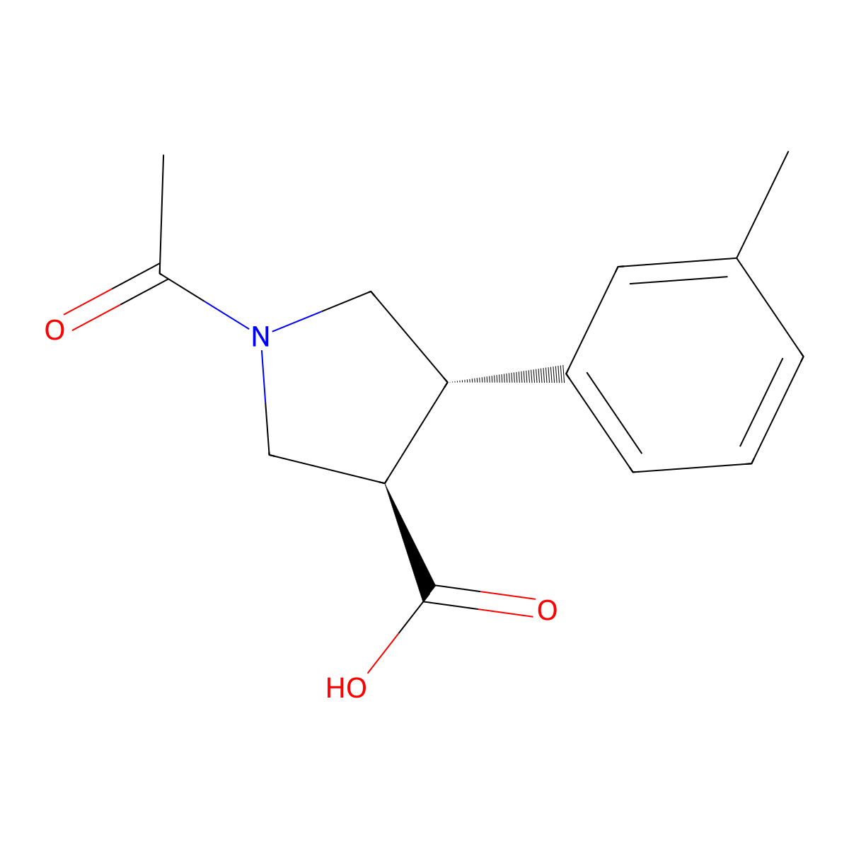rac-(3R,4S)-1-acetyl-4-(3-methylphenyl)pyrrolidine-3-carboxylic acid molecular structure, CAS 2679919-69-6